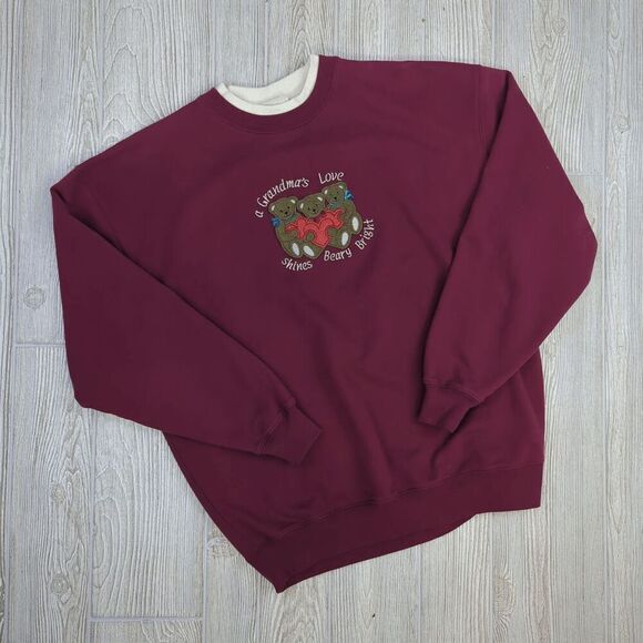 Vintage Sweaters - VTG M&C Sportswear Women's XL Red Granny Core Grandma's Love Pullover Sweater